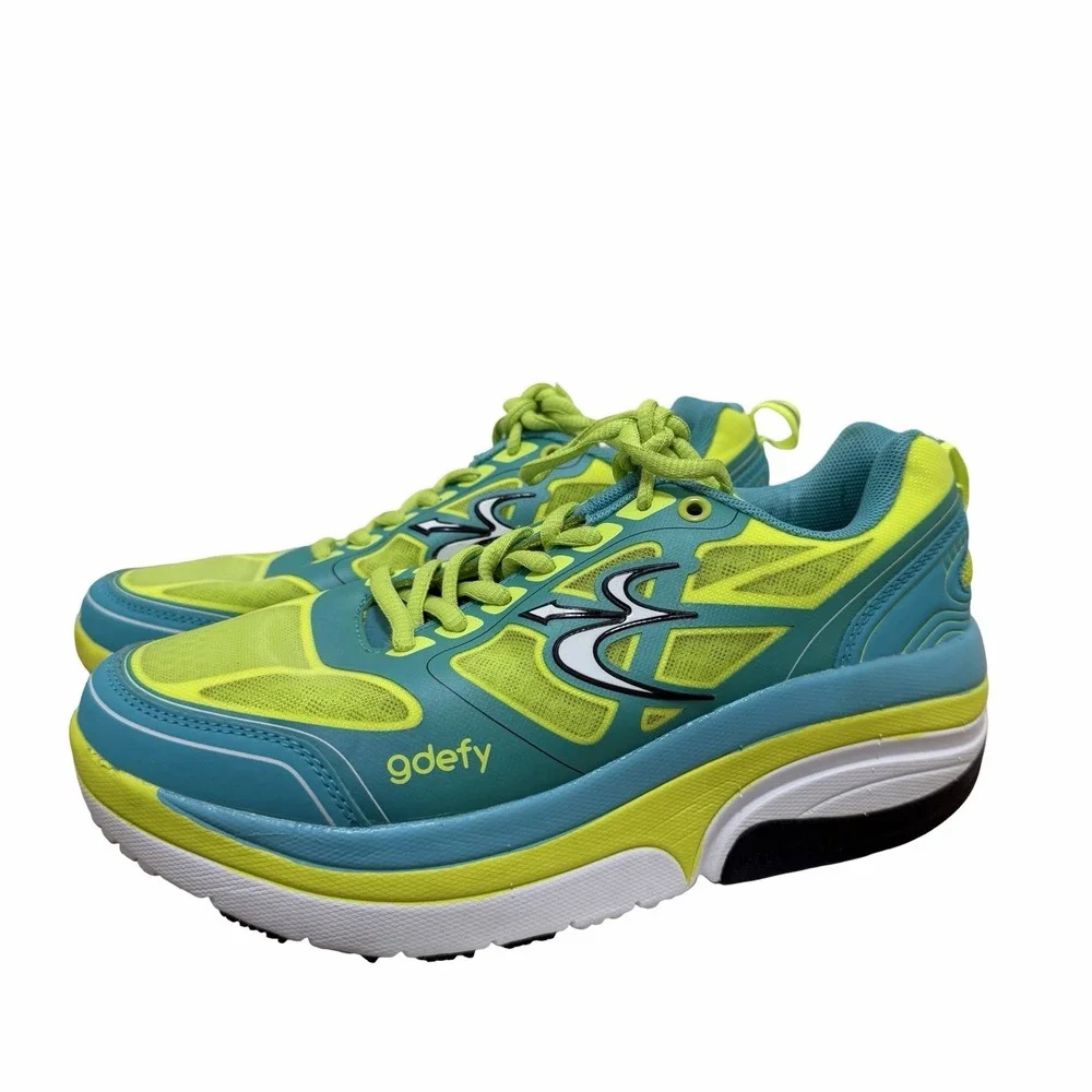 Gdefy Gravity Defyer Stabilization Running Lace Up‎ Shoes Women US 8 Blue Yellow